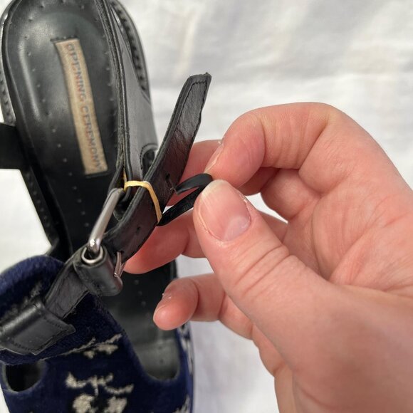 Opening Ceremony Jeanette Black & Blue Velvet Floral High Heel Sandals 41 EU - Picture 12 of 14